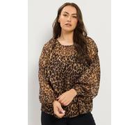 Yours Women's Leopard Chiffon Top in Brown | Size: 18