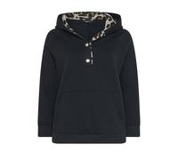 Yours Women's Leopard Contrast Hoodie in Black | Size: 14