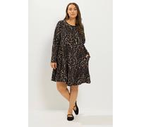 Yours Women's Leopard Drape Pocket Dress in Brown | Size: 20