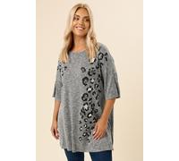 Leopard Embellished Drop Shoulder Top Yours Grey 20