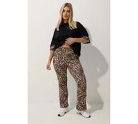 Yours Women's Leopard Fold Over Leggings in Brown | Size: 22-24 Yours Brown 22-24
