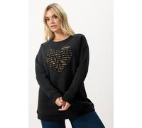 Yours Curve Leopard Heart Long Sleeve Sweatshirt - Women's - Plus Size Curve Black