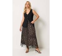 Yours Curve Chocolate Leopard Skirt - Women's - Plus Size Curve