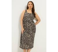 Yours Women's Leopard Midi Dress in Brown | Size: 16 Yours Brown 16