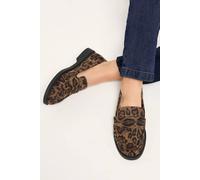 Yours - Leopard Print Faux Suede Slip On Loafers in Extra Wide Eee Fit - Women's Brown