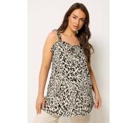 Yours Curve Natural Leopard Print Frill Vest Top - Women's - Plus Size Curve