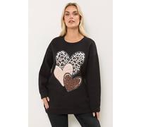 Yours Women's Leopard Print Heart Sweatshirt in Black | Size: 30-32 Yours Black 30-32