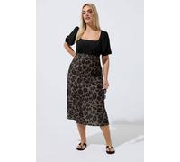 Yours Women's Leopard Print Mixed Dress | Size: 16