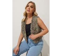 Yours Women's Leopard Print Quilted Waistcoat in Brown | Size: 20 Yours Brown 20
