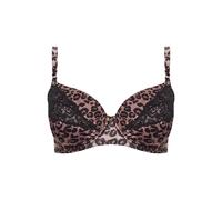 Yours Women's Leopard Print Satin T-Shirt Bra in Pink | Size: 38E Yours Pink 38E