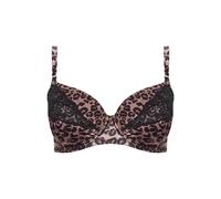 Yours Women's Leopard Print Satin T-Shirt Bra in Pink | Size: 42DD