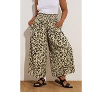 Leopard Print Shirred Midaxi Culottes Yours Brown 22-24
