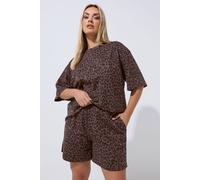 Yours Women's Leopard Print Shorts in Chocolate | Size: 22-24 Yours Chocolate 22-24