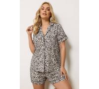 Yours Curve Brown Leopard Print Soft Touch Pyjama Set - Women's - Plus Size Curve