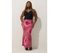 Yours Limited Collection Curve Leopard Rose Print Maxi Skirt - Women's - Plus Size Curve Pink