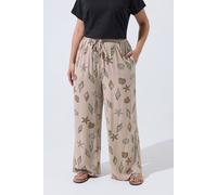 Yours Women's Leopard Shell Wide Leg Trousers in Natural | Size: 20