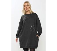 Yours Women's Leopard Slash Sweatshirt Dress in Grey | Size: 30-32 Yours Grey 30-32