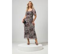 Yours Women's Leopard Square Neck Maxi Dress in Brown | Size: 26/28
