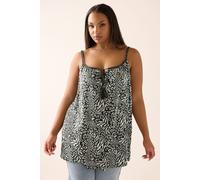 Yours Women's Leopard Tassel Cami Vest Top in Black | Size: 20