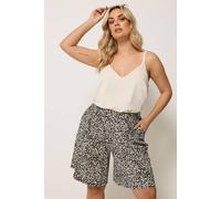 Yours Curve Leopard Textured Shorts - Women's - Plus Size Curve Brown