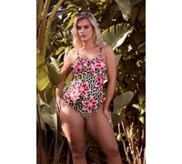 Yours Women's Leopard Tie Front Bandeau Swimsuit | Size: 20 Yours Multicolor 20