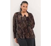Yours Women's Leopard Velour Shirt in Dark Brown | Size: 34/36