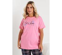 Yours Curve 'Let's Sleep' Slogan Pyjama Top - Women's - Plus Size Curve Pink