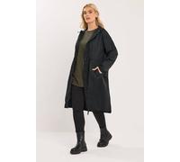 Yours Curve Drawstring Lightweight Longline Breathable Shower Resistant Hooded Parka Jacket - Women's - Plus Size Black 26-28