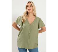 Yours Women's Linen Blouse in Green | Size: 20