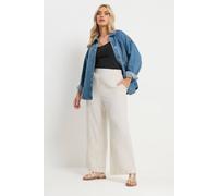 Yours Curve Brown Linen Wide Leg Trousers - Women's - Plus Size Curve