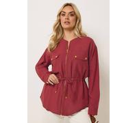 Yours Women's Linen Shacket in Red | Size: 22-24 Yours Red 22-24