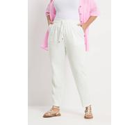 Yours Curve Linen Tie Front Tapered Joggers - Women's - Plus Size Curve White