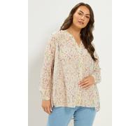 Yours Women's Long Sleeve Floral Shirt in White | Size: 18
