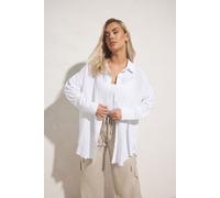 Yours Curve Long Sleeve Linen Shirt - Women's - Plus Size Curve White