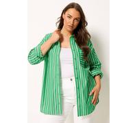 Yours Women's Long Sleeve Striped Shirt in Bright Green | Size: 26/28