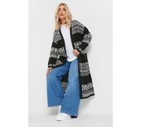 Longline Fairisle Cable Knit Cardigan Yours Black 26-28