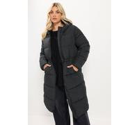 Yours Women's Longline Puffer Coat in Black | Size: 22/24