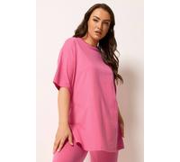 Yours Women's Longline T-Shirt in Bright Pink | Size: 18 Yours Bright Pink 18