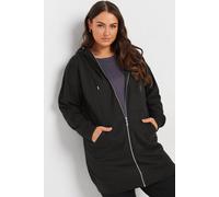 Yours Women's Longline Zip Hoodie in Black | Size: 16 Yours Black 16