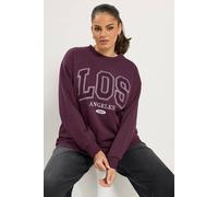Yours Women's 'Los Angeles' Applique Sweatshirt in Burgundy | Size: 10/12