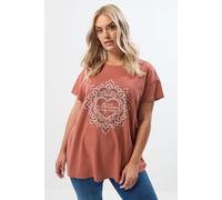 Yours Curve Rust Orange 'Choose Happiness' Mandala T-Shirt - Women's - Plus Size Curve