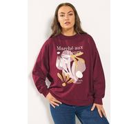 Yours Women's 'Marche Aux Fleurs' Slogan Sweatshirt in Burgundy | Size: 18 Yours Burgundy 18