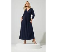 Yours London Curve Blue Maxi Drape Dress - Women's - Plus Size Curve
