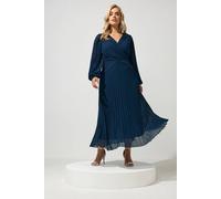 Yours London Curve Blue Pleated Dress - Women's - Plus Size Curve