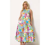 Yours Women's 'Mediterranean' Print Tiered Maxi Dress | Size: 22-24 Yours Multicolor 22-24