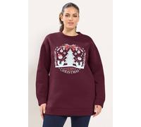 Yours Women's 'Merry Christmas' Snowman Novelty Sweatshirt in Burgundy | Size: 16