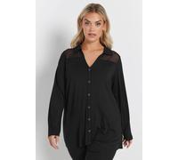 Yours Curve Mesh Panel Shirt - Women's - Plus Size Curve Black