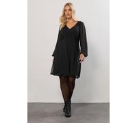 Mesh Sleeve Mini Dress Yours Black 22-24