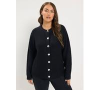 Yours Women's Metal Button Knitted Cardigan in Black | Size: 30-32 Yours Black 30-32