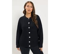 Yours Women's Metal Button Knitted Cardigan Sweater in Black | Size: 18/20